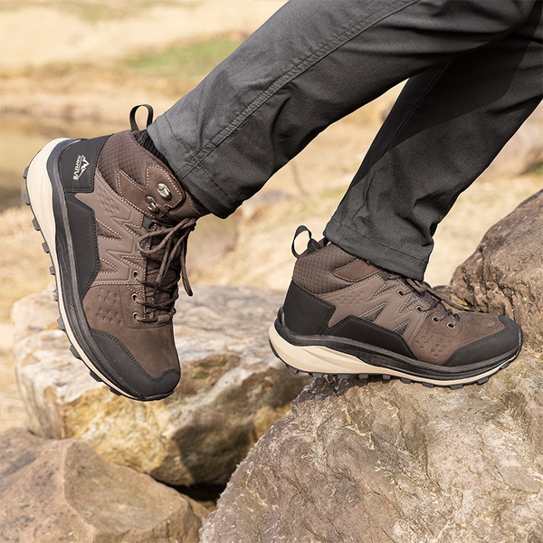 Men's Cap-Toe Lightweight Hiking Boots - DARK BROWN - 4